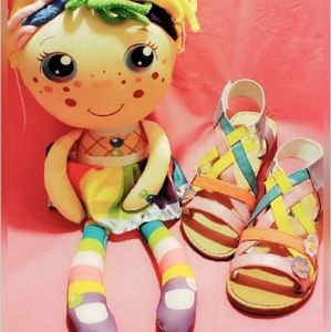 Multi‐colored Floral Strap Sandals